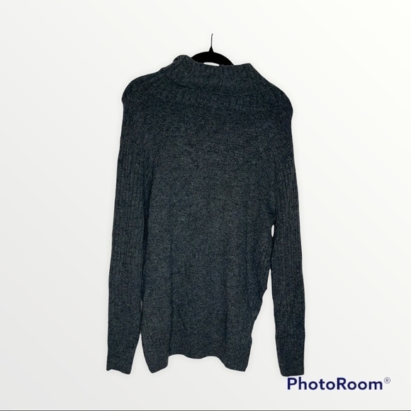 TOPSHOP Gray Ribbed Bell Sleeve Cowl Neck Cozy Oversized Pullover Sweater Size 2 - Picture 11 of 11